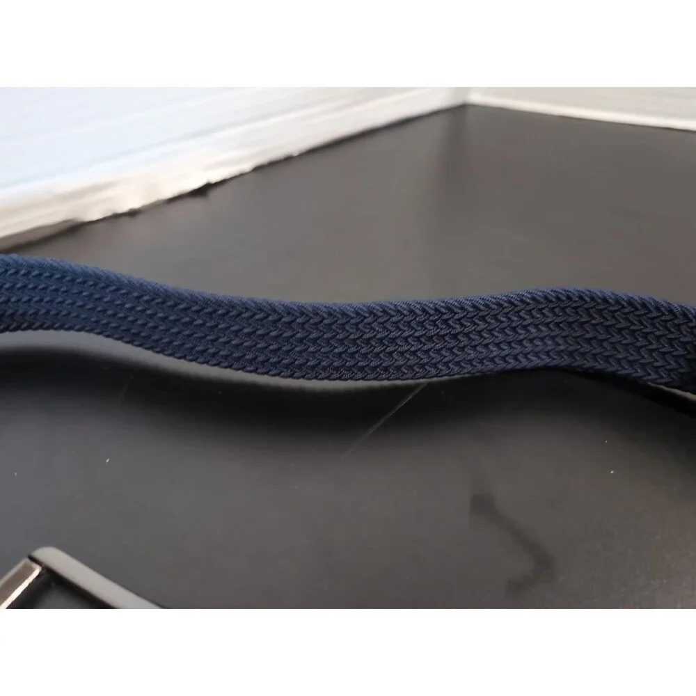 TOMMY BAHAMA MEN'S STRETCH CASUAL BELT L/XL (38-42) NAVY BLUE/LEATHER  EUC
